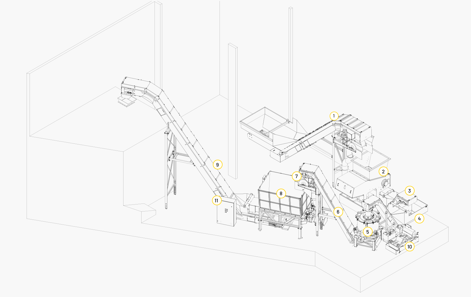 Design of metal chip pre-treatment installation